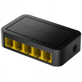 Tinklo jungiklis Cudy FS105D — 5 prievadų Fast Ethernet 10/100, 1 Gbit/s perjungimas, juodas