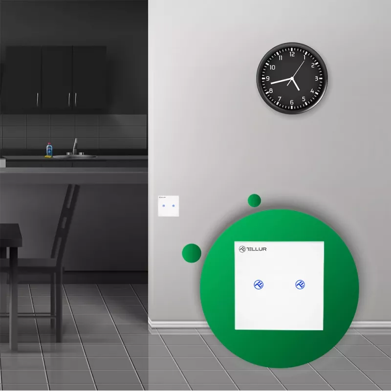 Išmanusis WiFi jungiklis Tellur SS2N — 2 kanalai, 1800 W bendra apkrova, 10 A kanalui