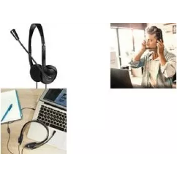 LogiLink Stereo-Headset - 1x 3,5-mm-Klinkenstecker - Bügelmikrofon - Eco-Box - Kabelgebunden - Musik/Alltag - 20 - 20000 Hz - 85 g - Kopfhörer - Schwa