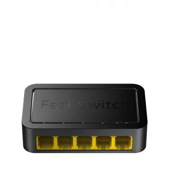 Tinklo jungiklis Cudy FS105D — 5 prievadų Fast Ethernet 10/100, 1 Gbit/s perjungimas, juodas
