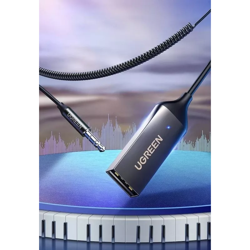 Garso imtuvas UGREEN CM309 Bluetooth 5.0 USB su 3,5 mm AUX lizdu, juodas, 20–20000 Hz