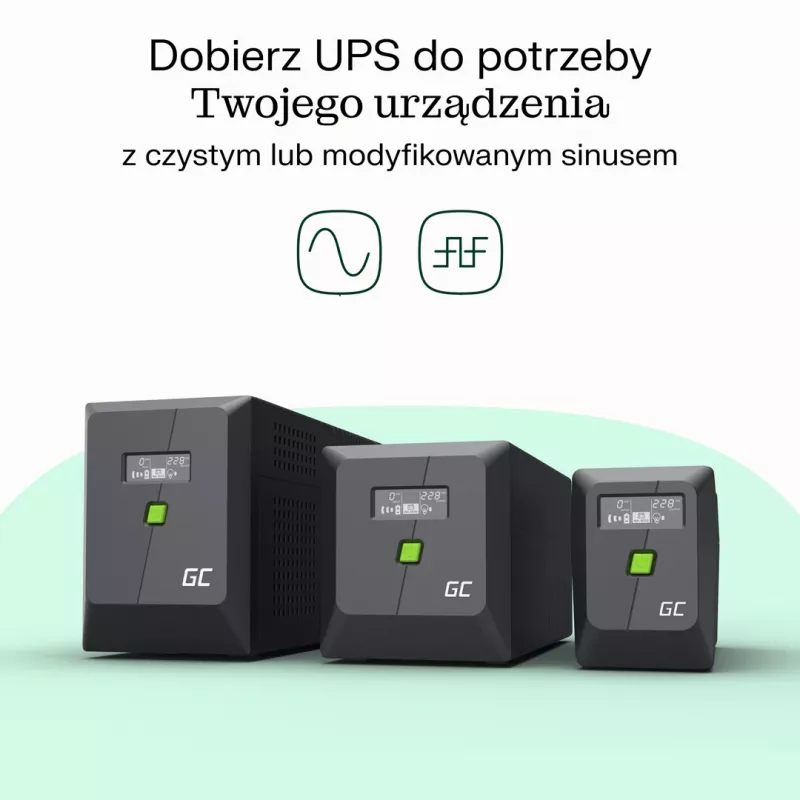Green Cell nepertraukiamo maitinimo šaltinis (UPS) Line-Interactive 1 kVA 600 W 4 AC lizdai