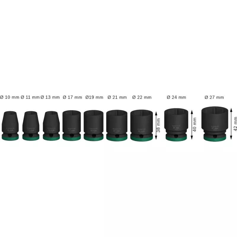 Poveikinių lizdų rinkinys Bosch Powertools PRO 1/2 colio 9 dalių, juodas