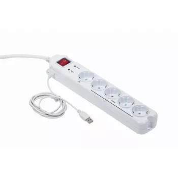 Apsauginis filtras Gembird PCW-MS-2G Baltas 5 AC lizdai 250V 1.8m