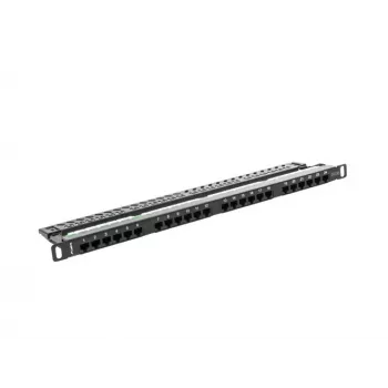 Lanberg PPU5-0024-B - pataisų skydelis - RJ-45 - Cat5, Cat5e - juodas - metalinis - montavimui į stelažą - 0.5U