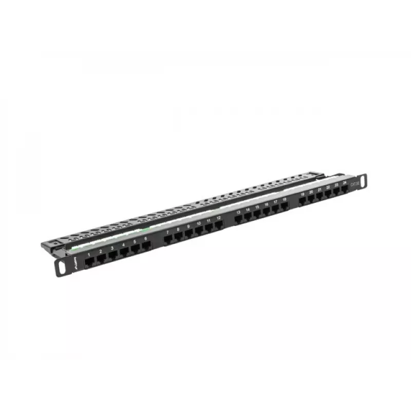 Lanberg PPU5-0024-B - pataisų skydelis - RJ-45 - Cat5, Cat5e - juodas - metalinis - montavimui į stelažą - 0.5U