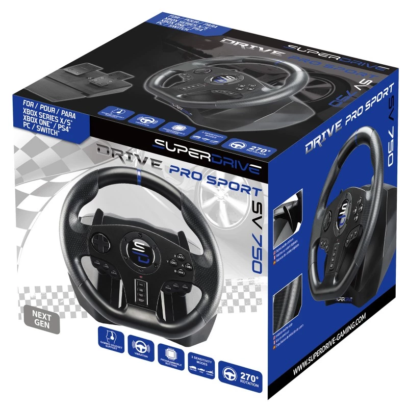 Vairo ir pedalų rinkinys Subsonic SV750 juodas 270° sukimosi kampas USB