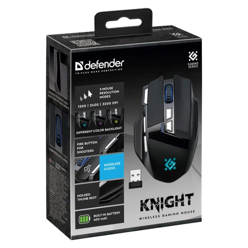 PELĖ DEFENDER GM-885 KNIGHT RF BELAIDĖ 3200dpi 8P JUODA