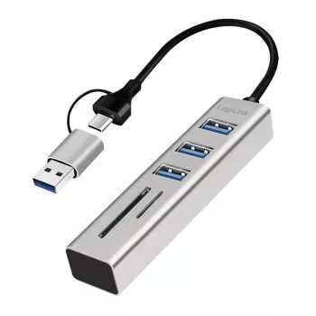 USB 3.0 šakotuvas USB-A, SD/microSD lizdai, 2in1