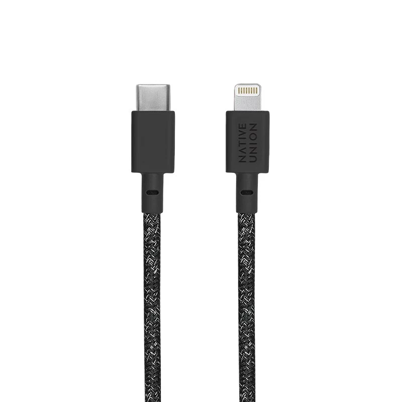 USB-C į Lightning laidas Native Union Night Cable 3 m — juoda/pilka