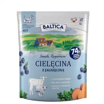 BALTICA regional flavours Small breeds Ėdalas šunims su veršiena ir ėriena – sausas ėdalas mažų veislių šunims – 1 kg