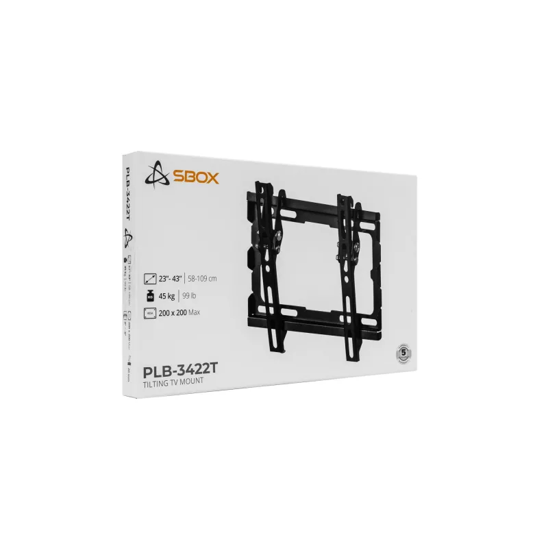 SBOX PLB-3422T-2 TV laikiklis prie sienos, pasvirimas, 23–43 coliams / 45 kg, VESA 200×200