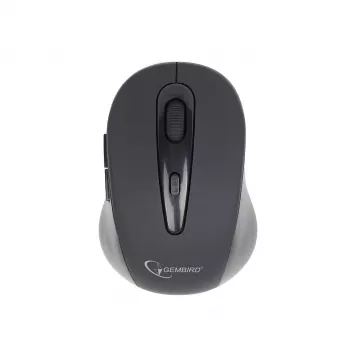 Belaidė Bluetooth optinė pelė GEMBIRD MUSWB2 – dešinei rankai, 1600 DPI, 6 mygtukai, juoda/pilka, AAA baterija