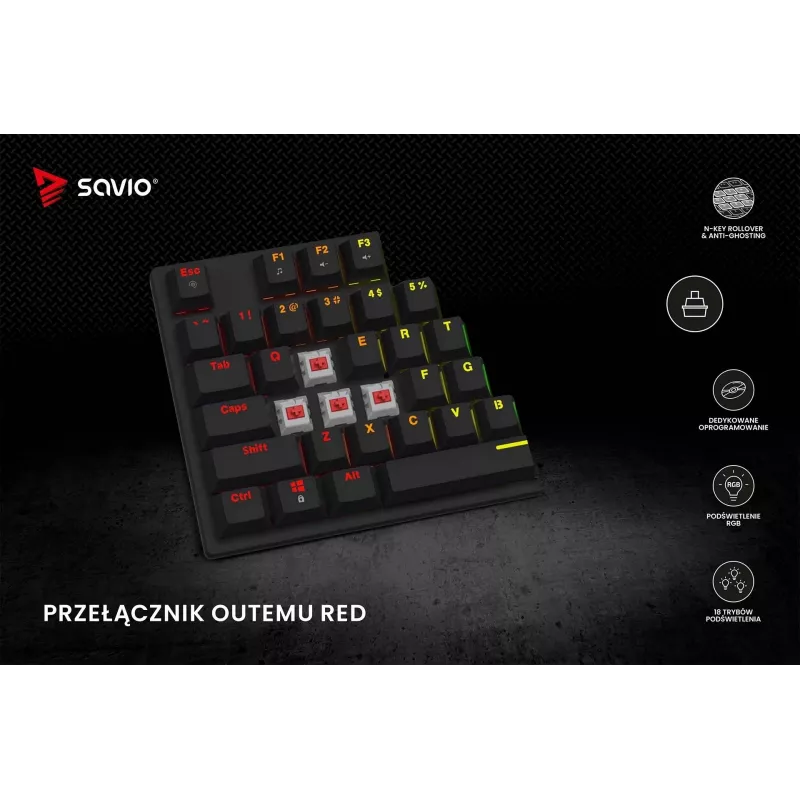 Mechaninė klaviatūra RGB Tempest X2 Outemu Red Savio Savgk-tempest X2 Red