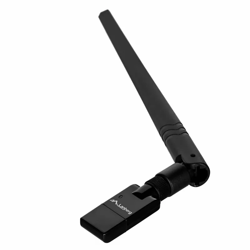 USB Wi-Fi adapteris LANBERG NC-0300-WIE, USB 2.0, dvi išorinės antenos 5 dBi, WLAN 300 Mbps, Ethernet/WLAN, juodas