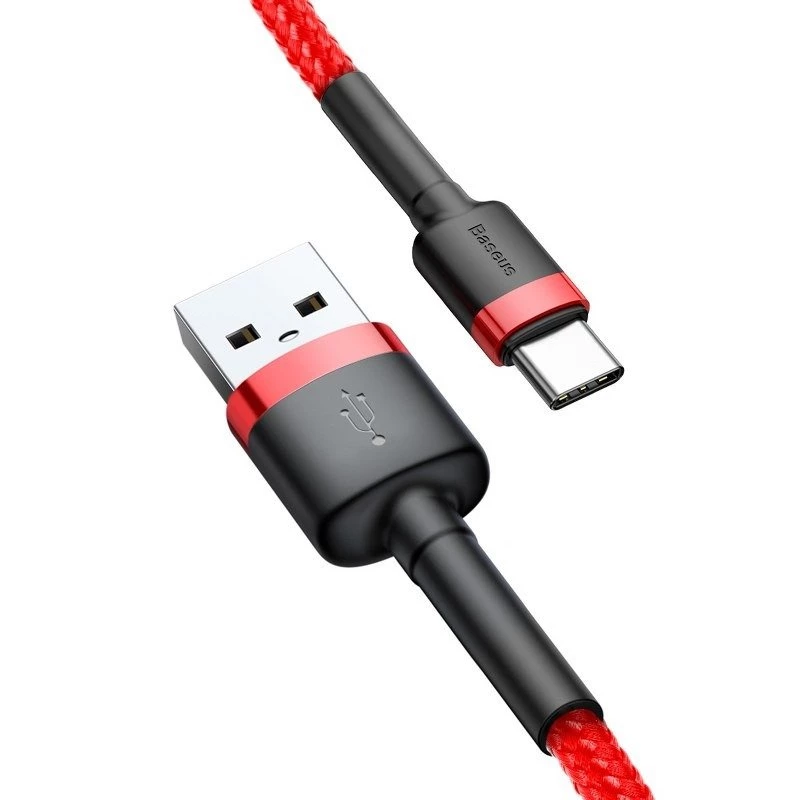 USB 2.0 A – USB-C laidas Baseus CATKLF-B09 1 m QC3.0 nailoninis pintas raudonas, greitas įkrovimas ir duomenų sinchronizavimas