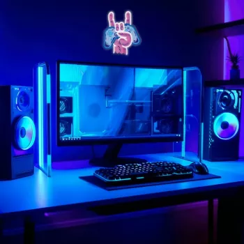 Neon šviesos MANTA SNL109MT Ranka su žaidimų pultu neoninis ženklas, dekoratyvinis LED apšvietimas žaidimų erdvei