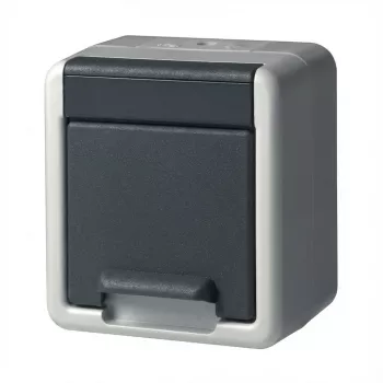 GIRA 444030 paviršinis kištukinis lizdas Schuko, viengubas, pilkas