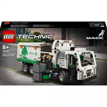 LEGO Technic Mack LR Electric šiukšlių sunkvežimis 42167 — 503 dalys, motorizuotas, 230×80×90 mm