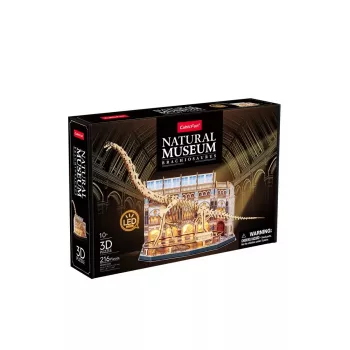 3D LED dėlionė Dante CubicFun NatMus Brachiosaurus 05447 – edukacinis surinkimo modelis su LED šviesa