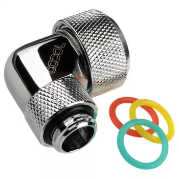 Alphacool 17394 90° jungtis 16 mm kietam vamzdeliui chromuota