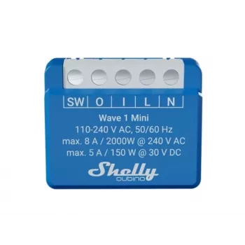 Shelly Qubino Wave 1 Mini LR išmanusis jungiklis Z-Wave mėlynas