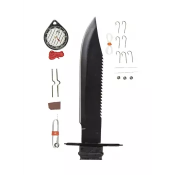 Fiksuoto peilio išgyvenimo peilis Mil-Tec Special Forces 15368000 — nerūdijantis plienas, pilnas tangas, 310 mm bendras, 185 mm ašmenys, juodas