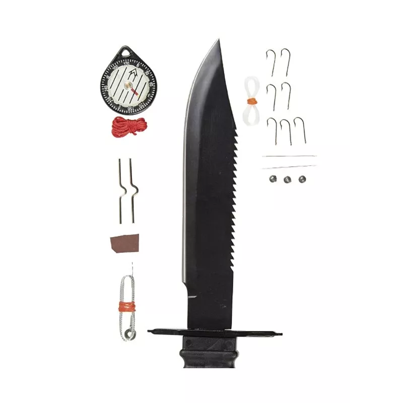 Fiksuoto peilio išgyvenimo peilis Mil-Tec Special Forces 15368000 — nerūdijantis plienas, pilnas tangas, 310 mm bendras, 185 mm ašmenys, juodas
