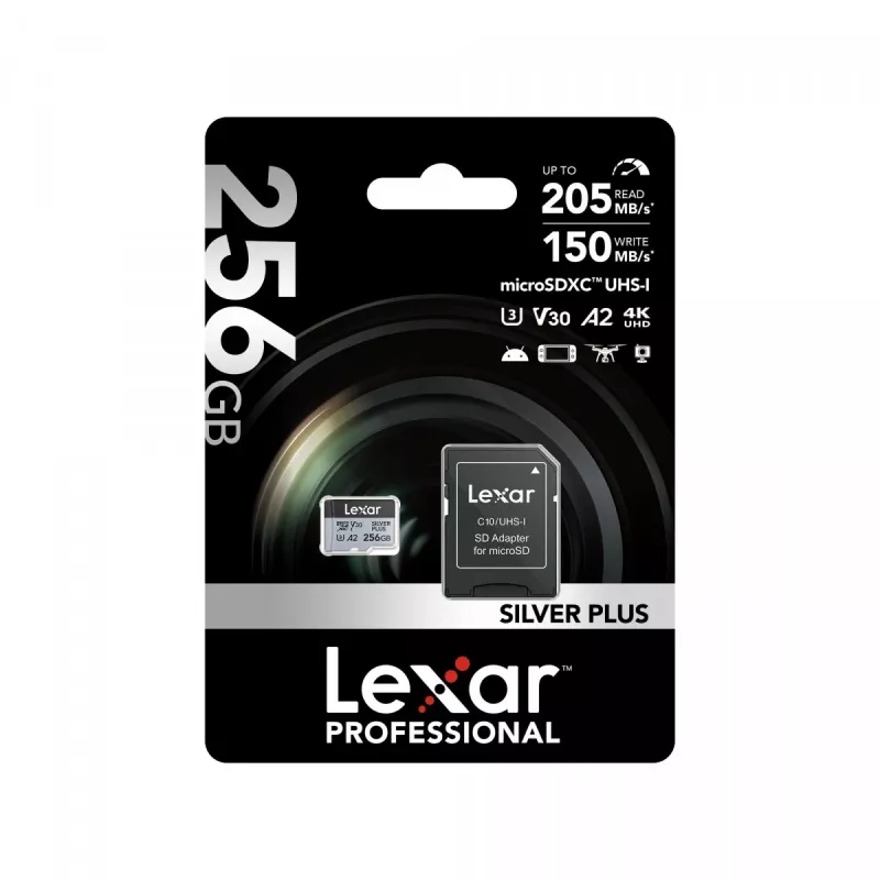 Lexar Silver Plus 256GB microSD kortelė C10 A2 U3 V30 205/150MB/s