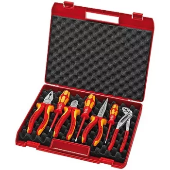 Knipex įrankių rinkinys 7 dalių su daugiakomponentėmis rankenomis ir dėklu VDE