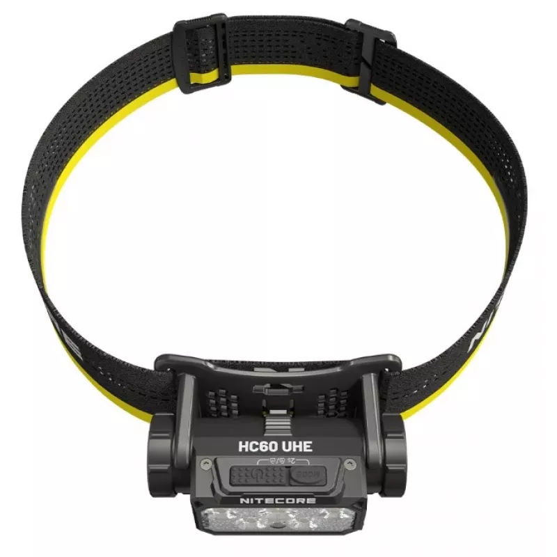 Kaktinė švieslentė Nitecore HC60 UHE su 4000 mAh baterija, 6 LED, atspari vandeniui, smūgiams, juoda/geltona