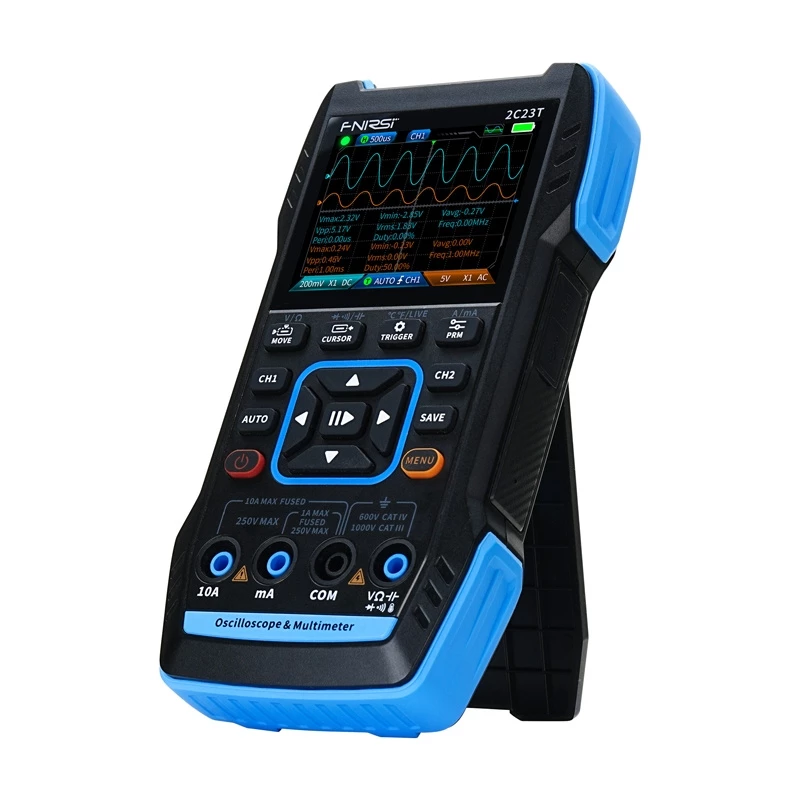 Nešiojamas 3-in-1 osciloskopas FNIRSI 2C23T multimetras signalų generatorius