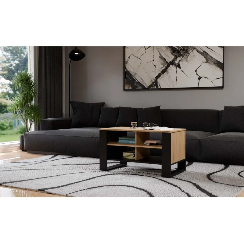 Stalikas kavos stalas Topeshop STOLIK KAWOWY ŁAWA MODERN 4P Dąb Artisan Czern