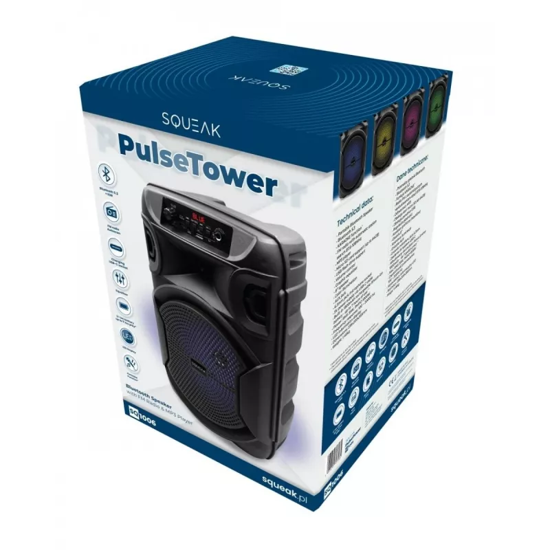 BELAIDIS KOLONĖLĖ SQUEAK PULSETOWER SQ1006, BLUETOOTH 5.3, 30W, JUODA