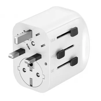 Kelioninis adapteris GEMBIRD TPA-EU2A1C15-01-W — 15W, 2× USB-A + 1× USB-C, E tipo kištukas