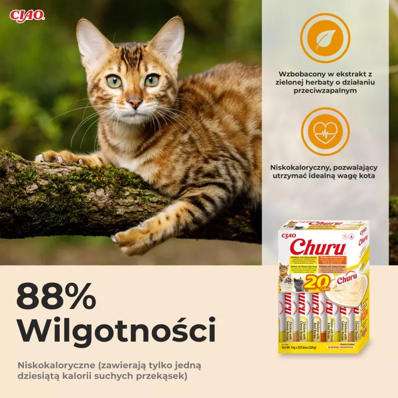 Kačių skanėstai INABA Churu Variety Box – vištiena ir jautiena, 20 vnt. x 14 g tūtelės