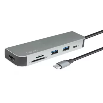 LogiLink UA0343 USB-C kelių prievadų centras, aliuminis, USB 3.2 2nd Gen