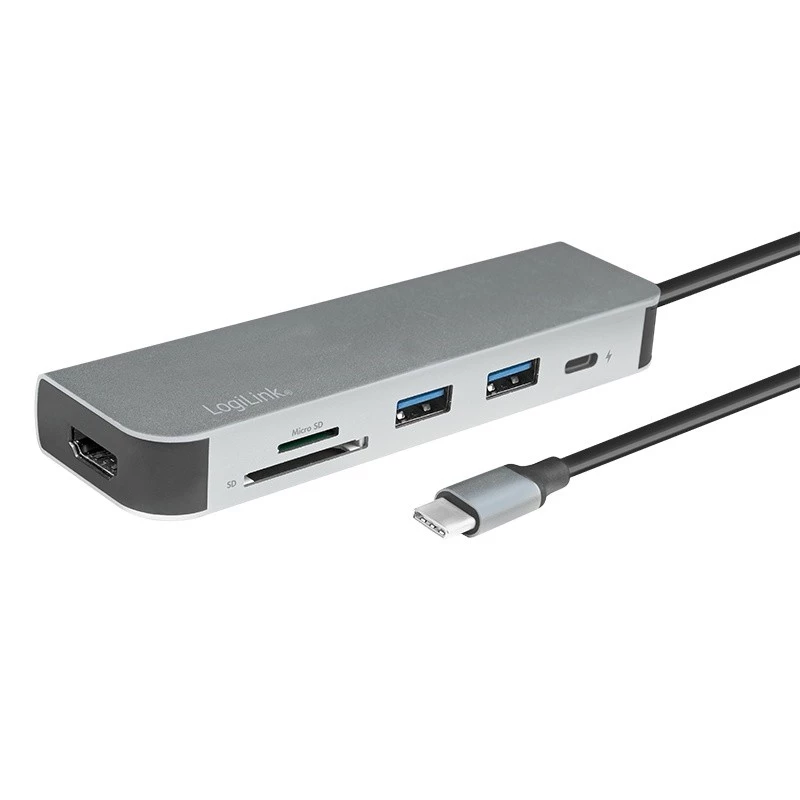 LogiLink UA0343 USB-C kelių prievadų centras, aliuminis, USB 3.2 2nd Gen