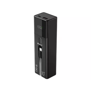 Nešiojamas Power Bank TRACER Quant 10000 mAh Li-Ion, PD & QC3.0, 3 prievadai (2×USB-C, 1×USB-A), 100W, Juodas