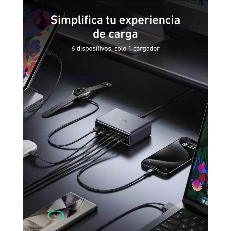 Kroviklis GeNPrime 200W GaN 4xUSB-C 2xUSB-A Juodas