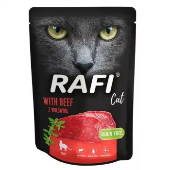 Šlapias kačių ėdalas Dolina Noteci Rafi Cat Beef 300 g pakelis – suaugusioms katėms, jautiena