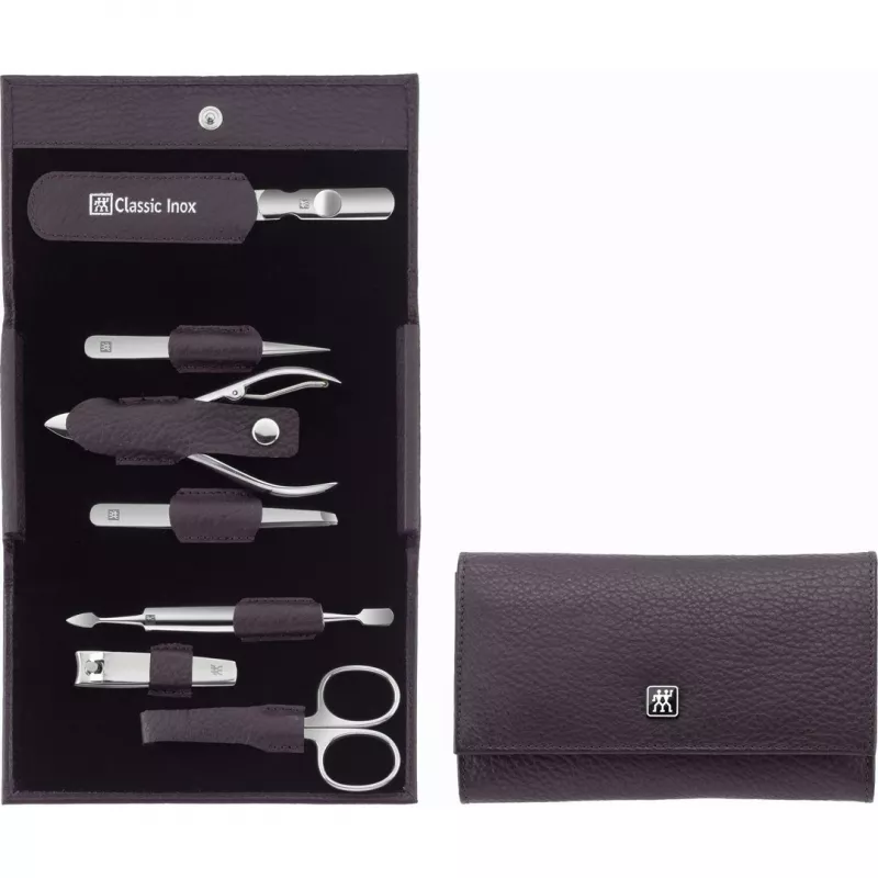 ZWILLING Classic nerūdijančio plieno kelioninis manikiūro rinkinys 97646-008-0, violetinis dėklas, 7 dalių