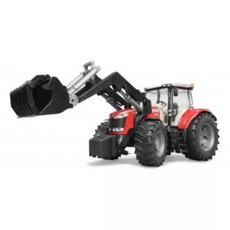 Žaislinis traktorius BRUDER Massey Ferguson 7624 su priekiniu krautuvu, raudonas, nuo 3 metų