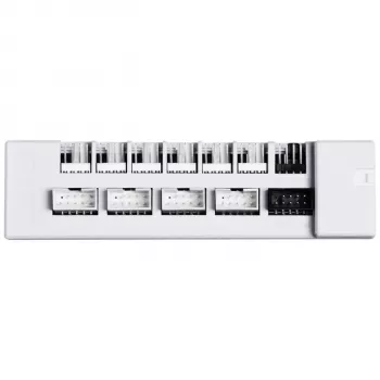 USB ir PWM stebulė Lian Li EDGE HUB EG-HUB01W — 4× USB, 6× PWM, balta