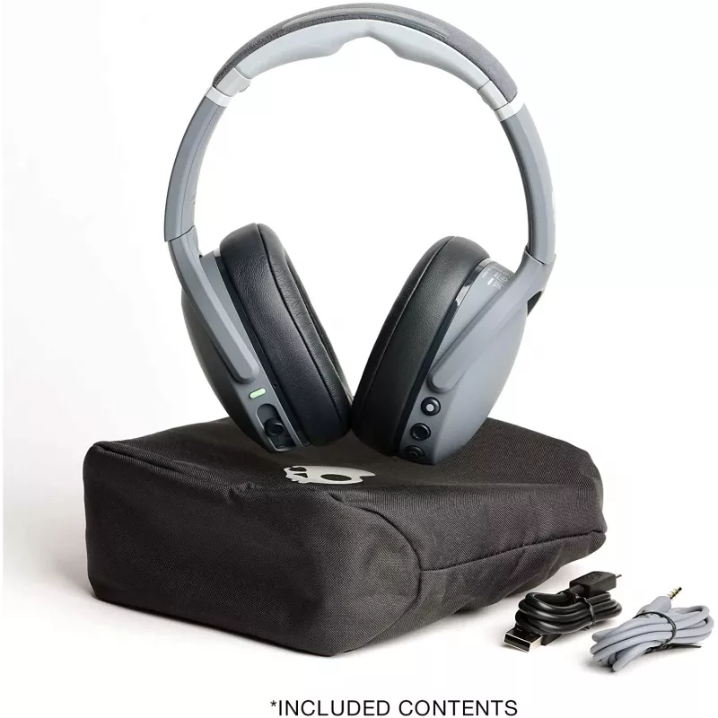 Ausinės Skullcandy Crusher Evo – laidinės ir belaidės, pilkos, 40 h veikimo, USB-C, AUX, sulankstomos