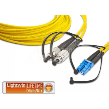Lightwin LDP-09 FC-LC 5.0 šviesolaidinis kabelis 5 m 2x FC 2x LC OS2 geltonas