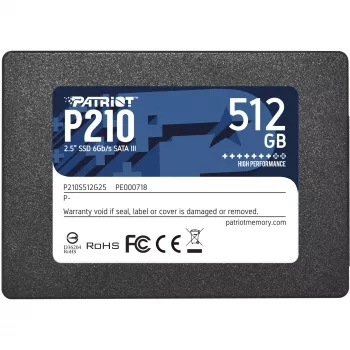 2,5 colio SATA III SSD PATRIOT P210 512 GB — 500 MB/s skaitymas, 400 MB/s rašymas