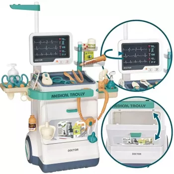 Extralink Toys interaktyvus gydytojo žaidimų rinkinys didelis medicininis vežimėlis
