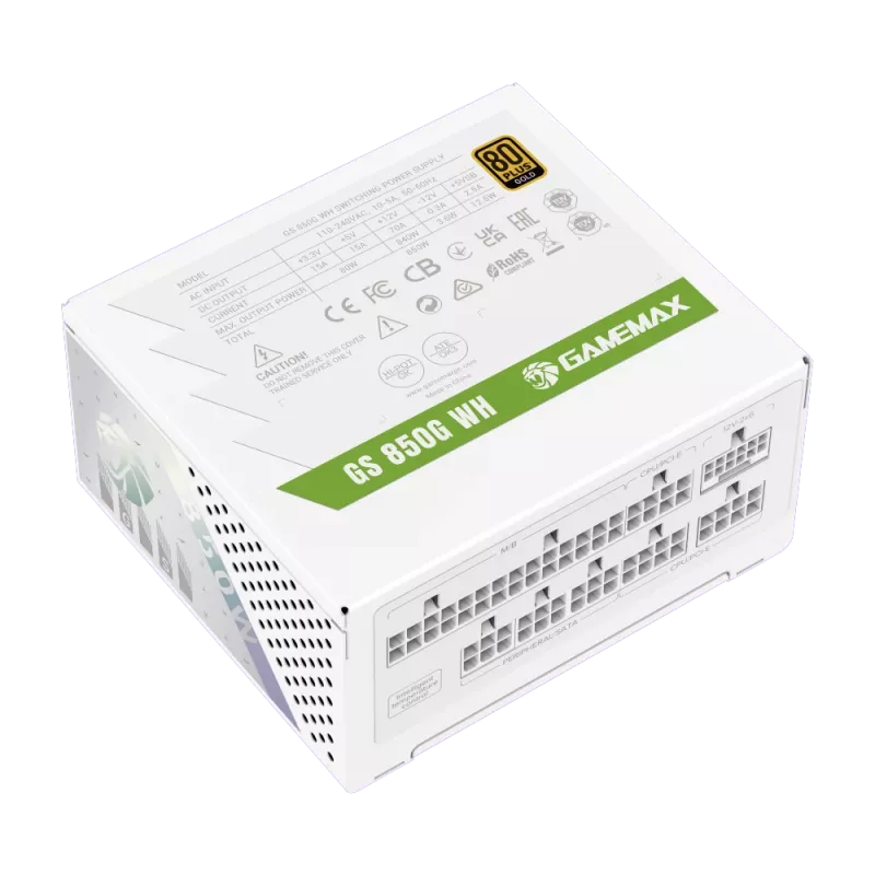 Gamemax GS 850G WH maitinimo blokas, 80 PLUS Gold, 850 W