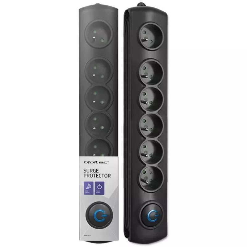 Qoltec 50112 apsauginis įtampos filtras 6 lizdai 230V 3m juodas